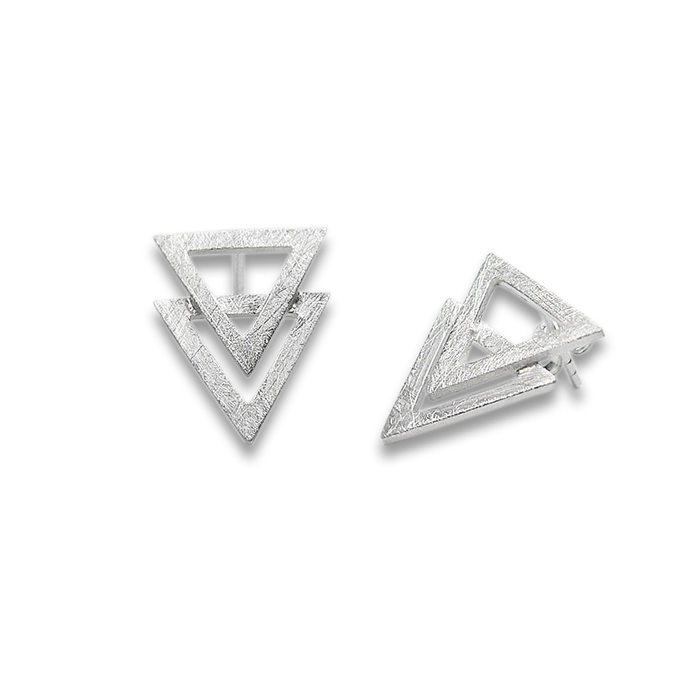 Earrings Silver 925 – Intersecting Triangles Brushed Matte | Colibri Art