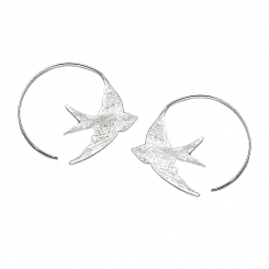 Earrings Silver 925 - Flying Swallows Matte | Colibri Art