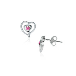 Earrings Silver 925 – Pink Heart | Colibri Art