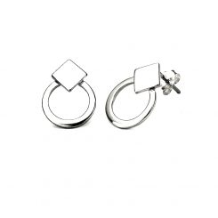 Earrings Silver 925 - Delicate Circle and Square | Colibri Art