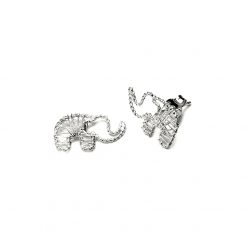 Earrings Silver 925 – Elephant Silhouette Filigree Rhodium Plated | www.colibriart.co.uk