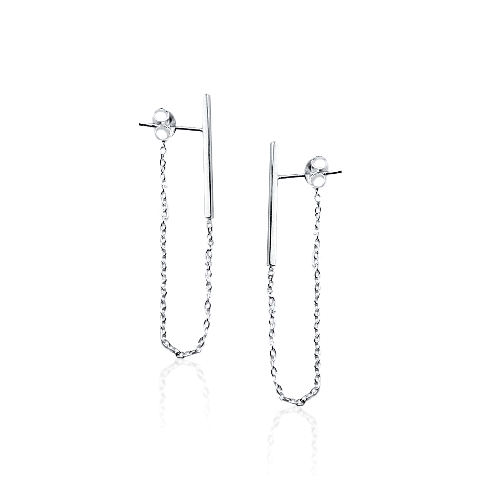 Earrings Silver 925 – Bar and Chain | Colibri Art
